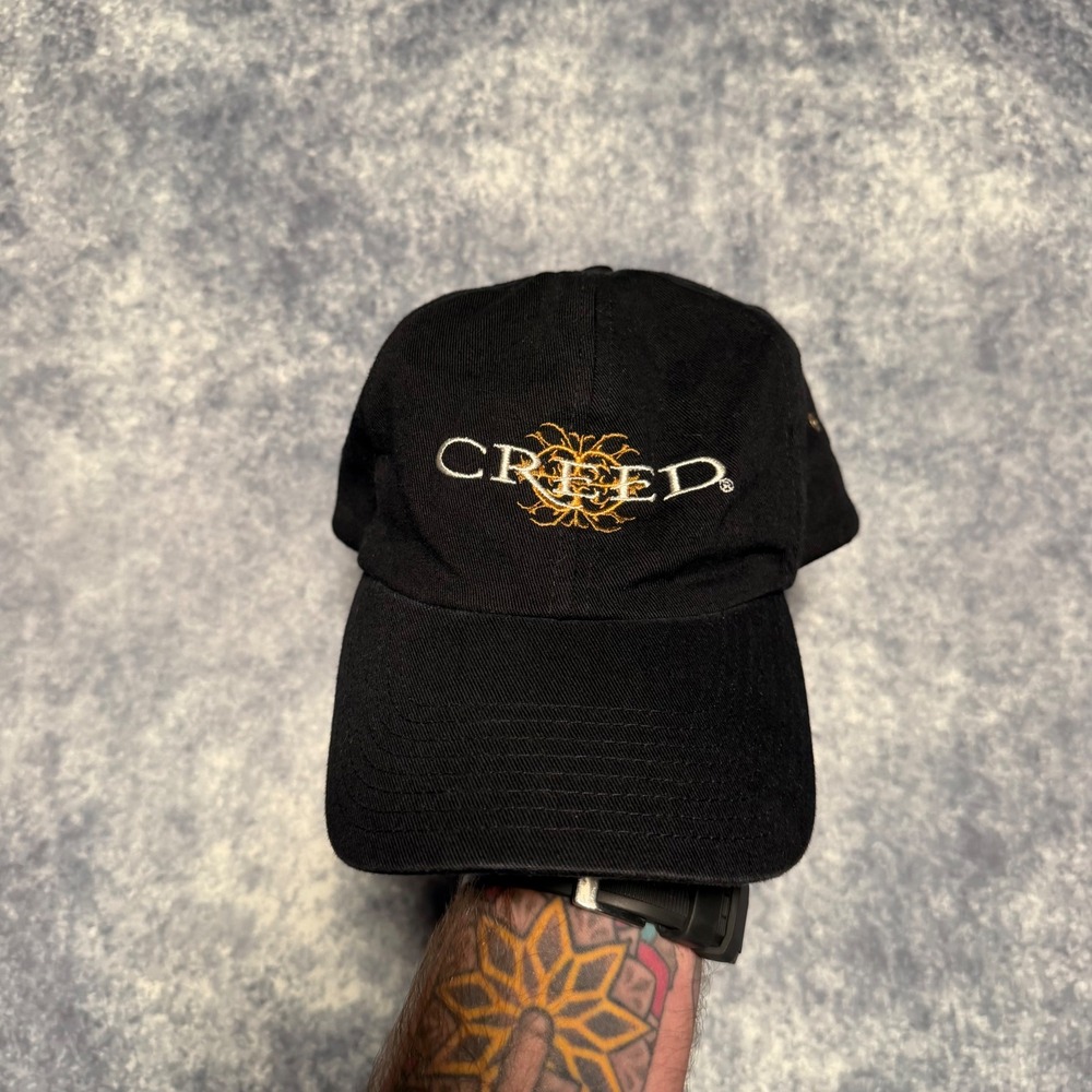 Vintage Creed Band Hat Weathered Album Promo Cap Y2K Rock Embroidered Black